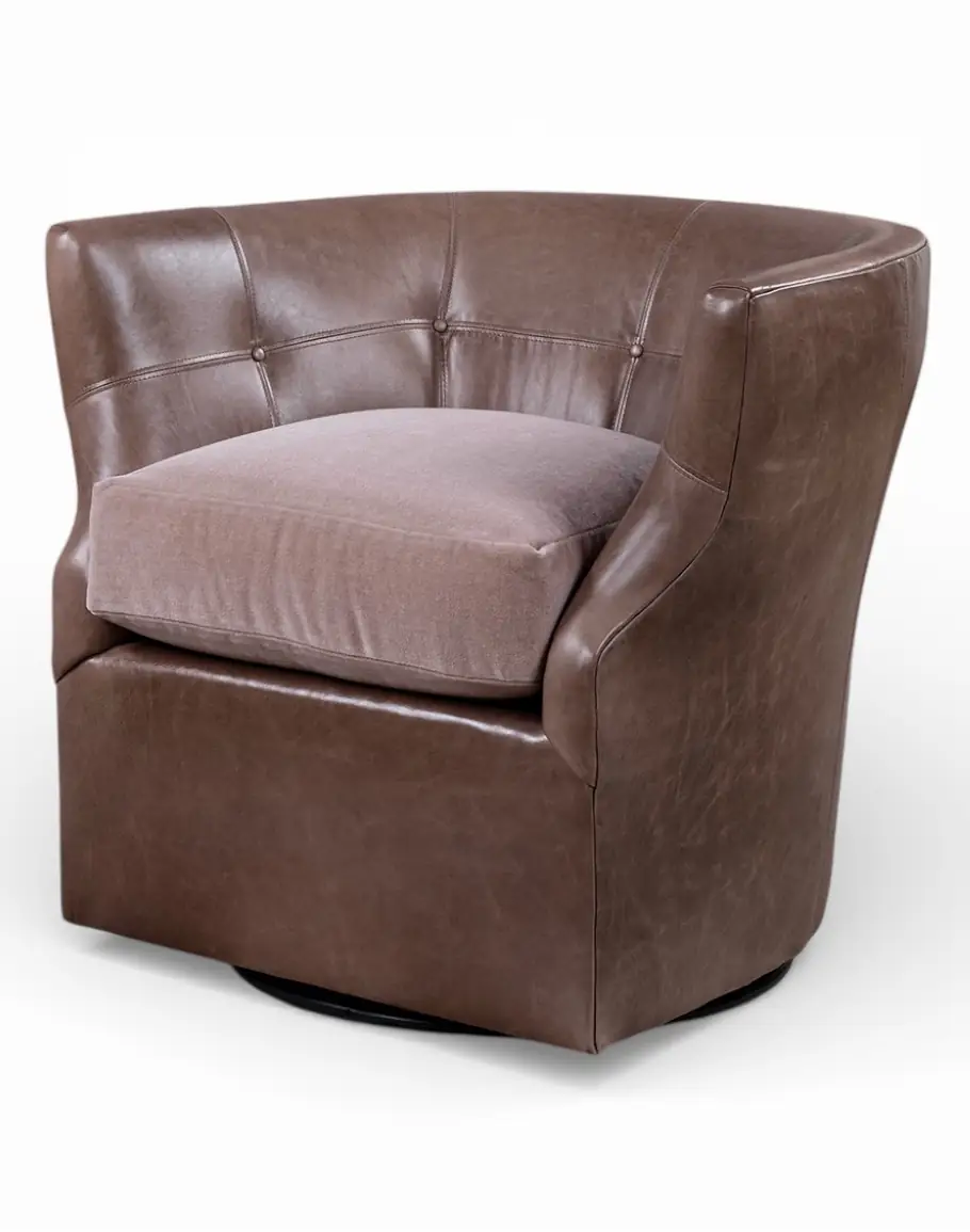 Shelby Dove Leather Swivel Chair